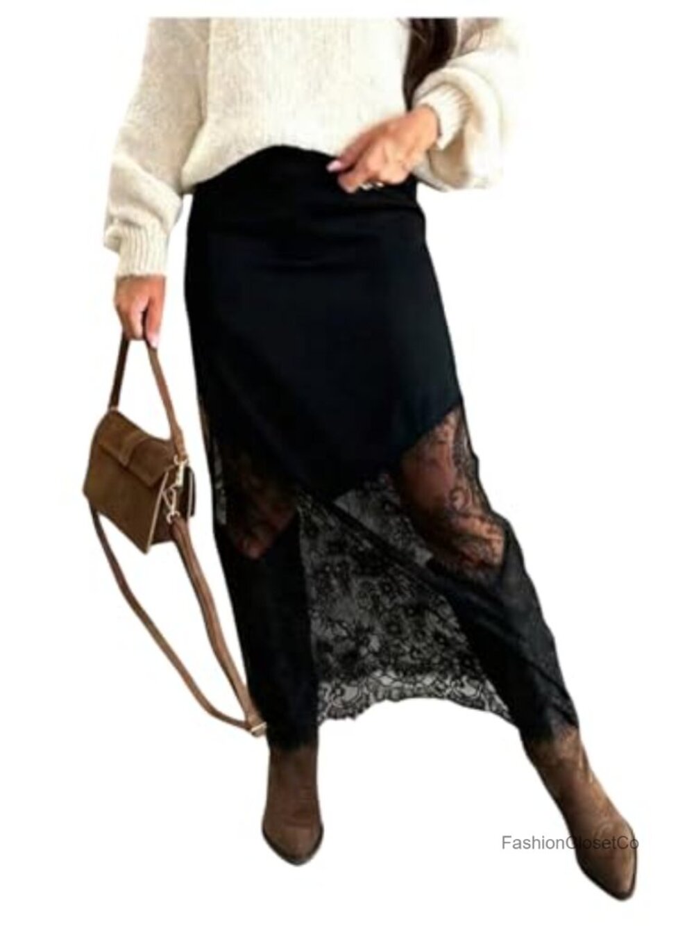 High Waisted Lace Skirt Western Outfit